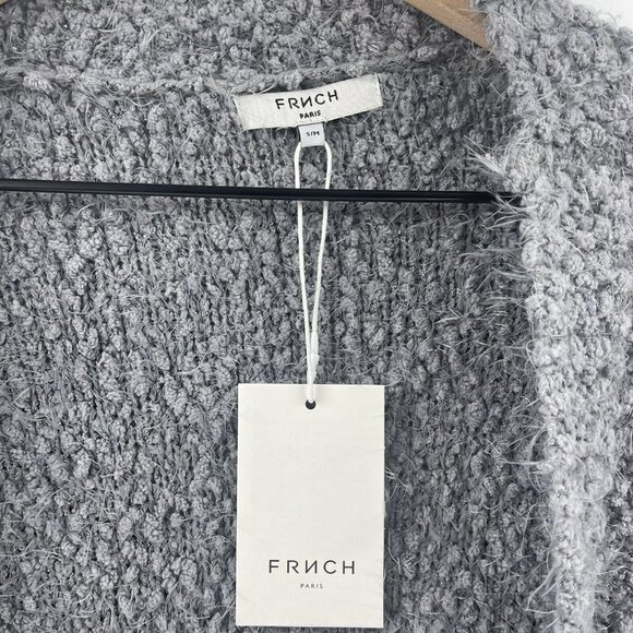 Frnch Paris Long Sleeve Solid Eyelash Oversized Cardigan,New- Gray - S/M - Picture 3 of 4